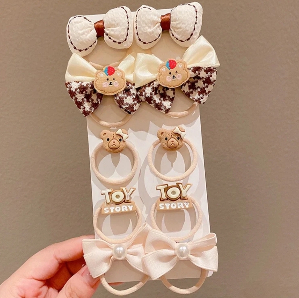 Girl's‎ Cute Hair clips-Bear & Bow 10 Piece Set NEW